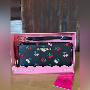 NWT- Betsey Johnson Cherry Embroidered wrislet wallet